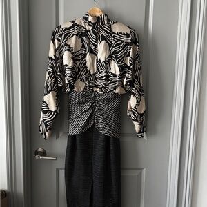 Vintage Black and White Patterned Dress